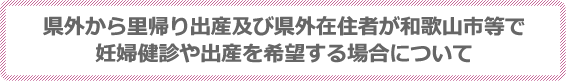 県外から里帰り出産及び県外在住者が和歌山市等で妊婦健診や出産を希望する場合について 県外から里帰り出産及び県外在住者が和歌山市等で妊婦健診や出産を希望する場合について